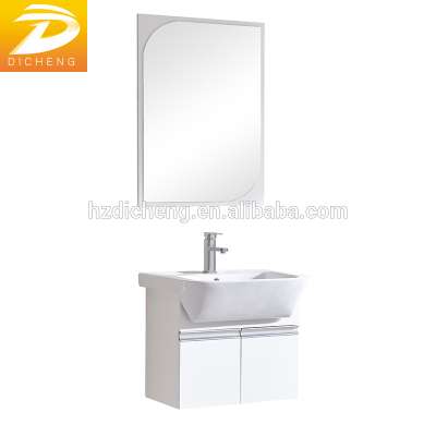 24 Inch Small Wall Hanging Design PVC Waterproof White Corner Bathroom Cabinet