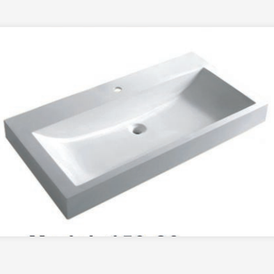 White Resin Bathroom Basin Rectangular Bathroom Sink 31.5 Inch