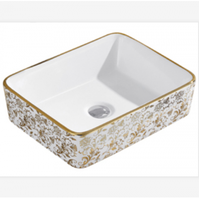 Gold Color Bathroom Art Basin Rectangular Ceramic Bathroom Sink