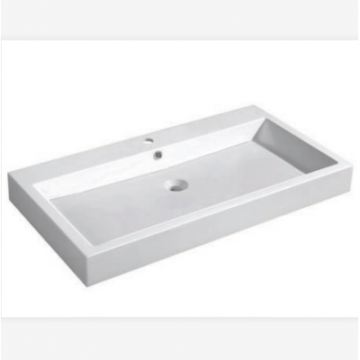 White Resin Bathroom Basin Rectangular 35.4 Inch Bathroom Sink