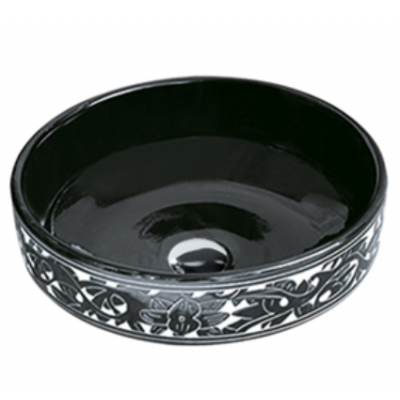 Black Bathroom Basin Round Ceramic Art Bathroom Sink