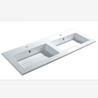 Resin White Bathroom Basin Rectangular 47.2 Inch Bathroom Double Sink