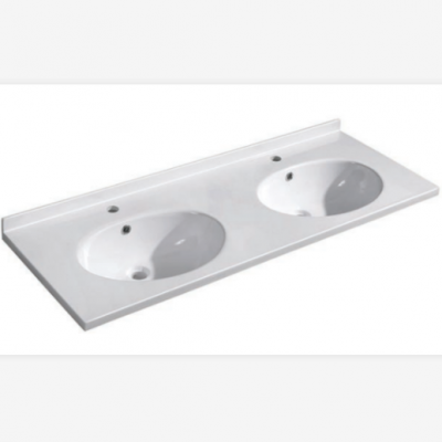 White 47.3 Inch Resin Bathroom Basin Rectangular Bathroom Double Sink