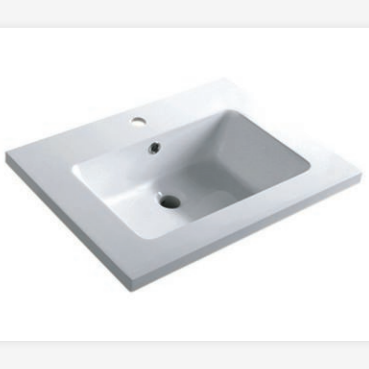 White Bathroom Basin 23.6 Inch Rectangular Resin Bathroom Sink