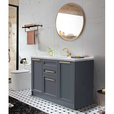 36"European furniture 3 pieces wood vanity set with aluminium alloy round or mirror cabinets for bathroom and laundry room