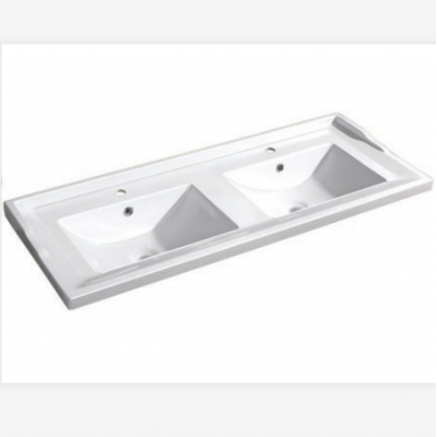 Resin 47.2 Inch White Bathroom Basin Rectangular Bathroom Double Sink