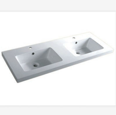 Resin White 47.2 Inch Bathroom Basin Rectangular Bathroom Double Sink