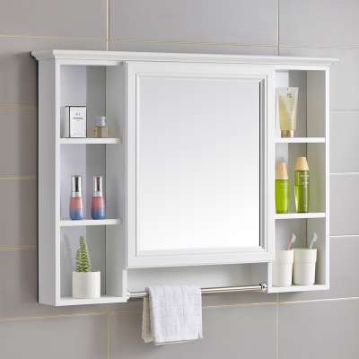 glass mirrored cabinet  wooden with cosmetic shelves and towel rack,modern and practical antique mirror Europe American and Asia