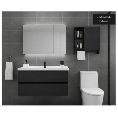 European Solid Wood  vanity ensemble With Optional  Mirror and Sink For Simple Bathroom